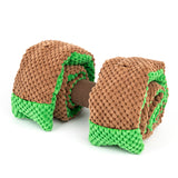 Snuffle dumbbell with the fleece ends partly unrolled