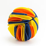 Felt snuffle ball, yellow, orange and navy