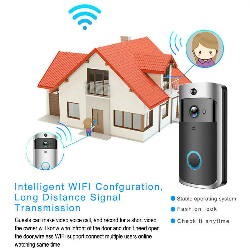 Smart Wireless WiFi Video Doorbell | Security Camera with Intercom