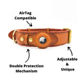 Premium Genuine Leather Airtag Dog Collar – Heavy-Duty, Anti-Loss Holder for Pets